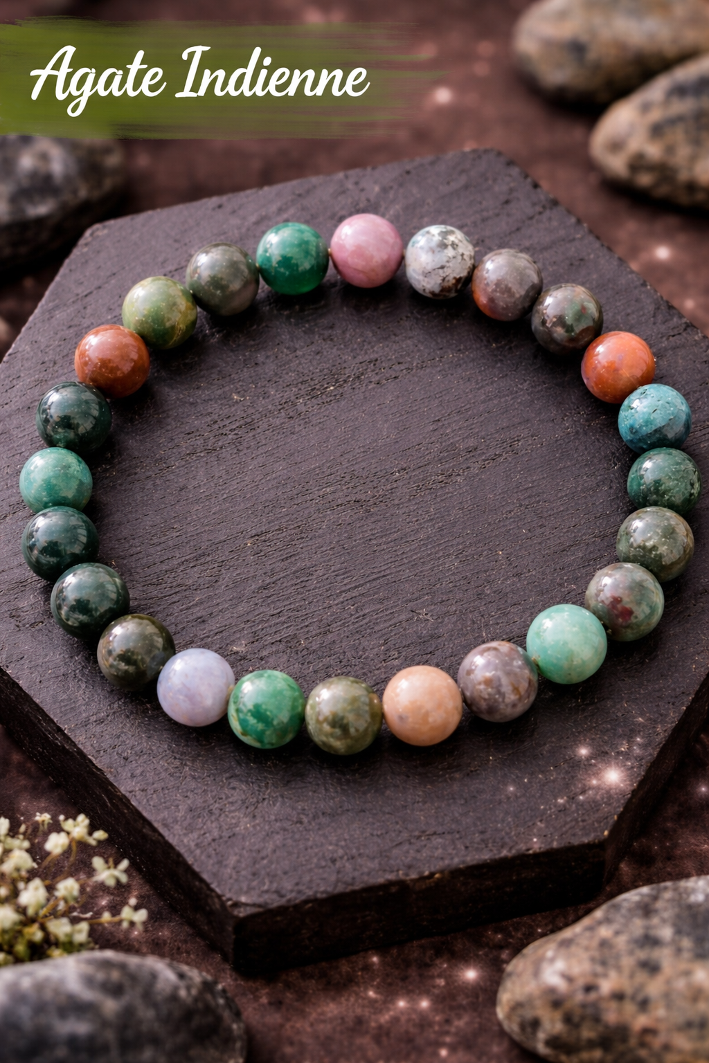 bracelet agate indienne pierre naturelle équilibre ancrage